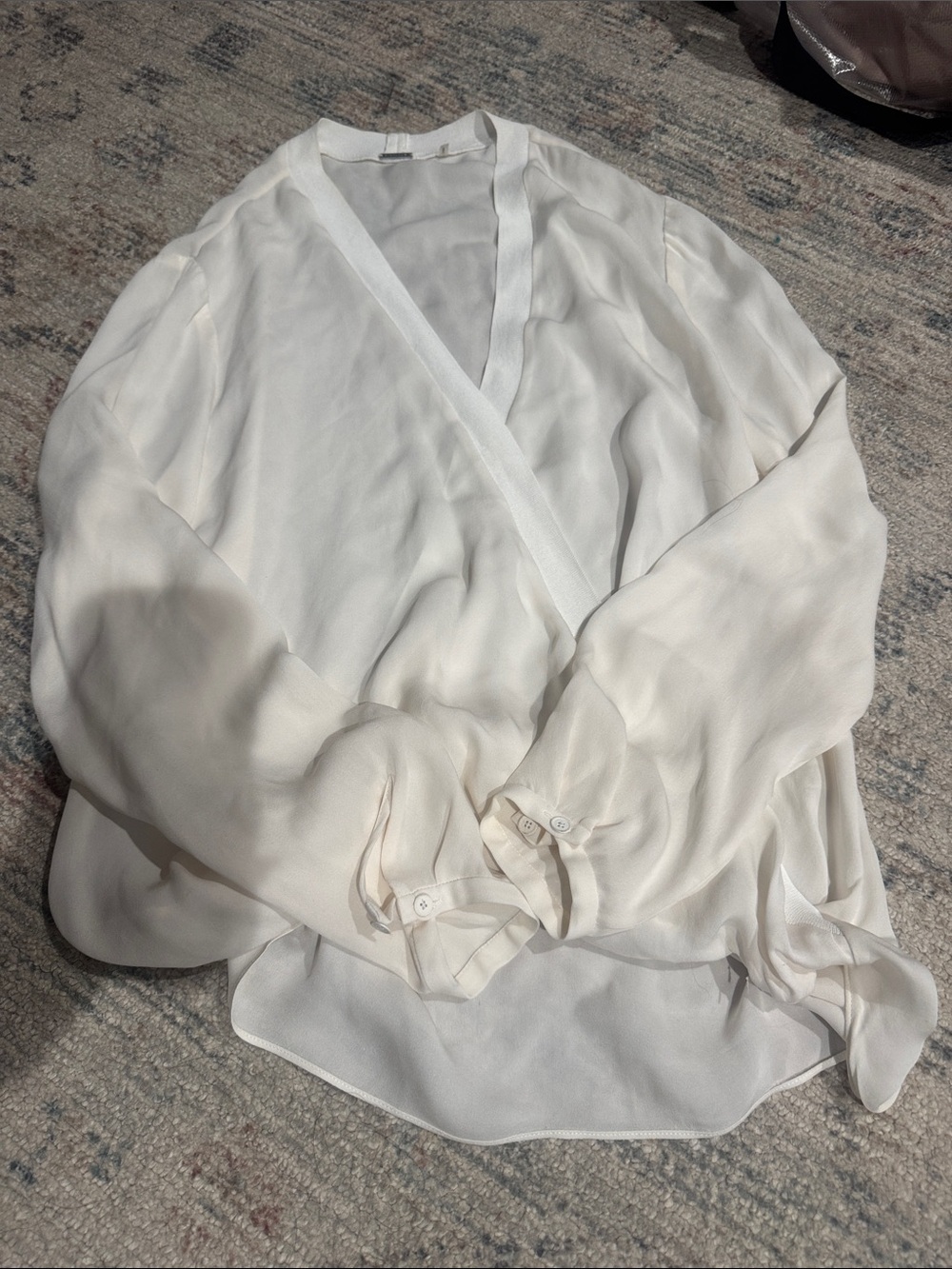 Elie Tahari Ivory Wrap-Style Blouse